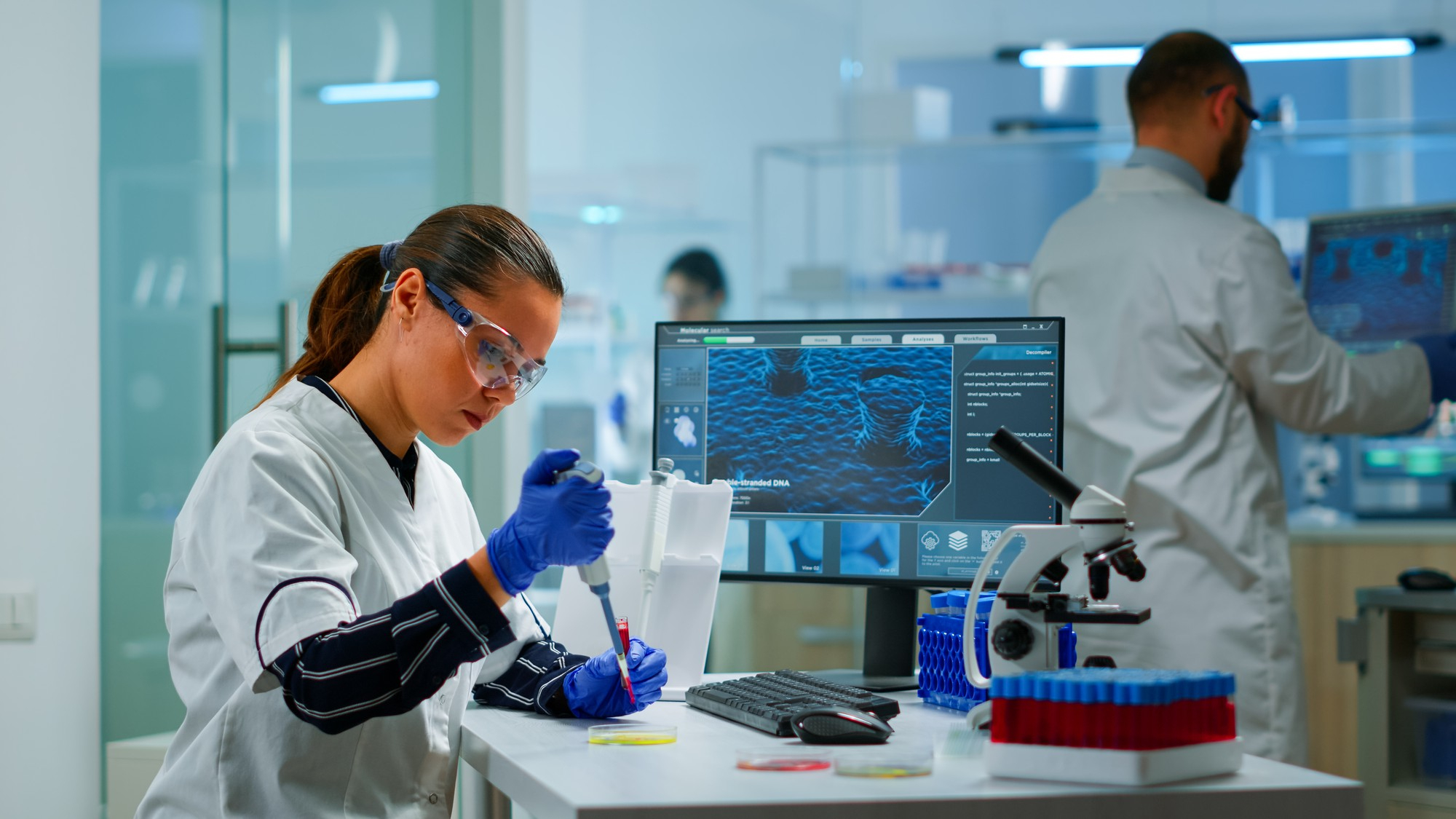 Clinical research professionals in a laboratory
